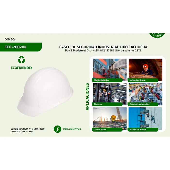 Casco Tipo Cachucha Dieléctrico JYRSA ECO-2002 con Suspensión Textil - DIBAMEX